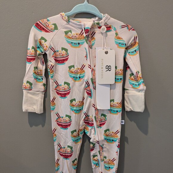 Bums & Roses Ramen 0-3 M Ramen Convertible Romper - Picture 1 of 2
